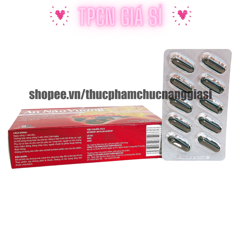 Viên bổ não AN NÃO VƯƠNG giúp tăng cường trí nhớ, tăng tuần hoàn máu não, ngừa tai biến - HỘP 30 viên