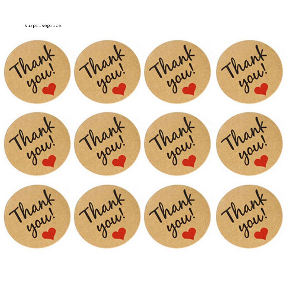 Bộ 10 tấm 120 nhãn dán tròn bằng giấy in chữ Thank You