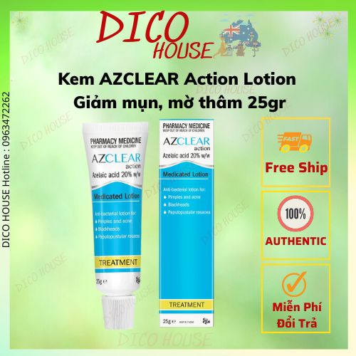 Kem AZCLEAR Action Lotion giảm mụn, mờ thâm 25gr