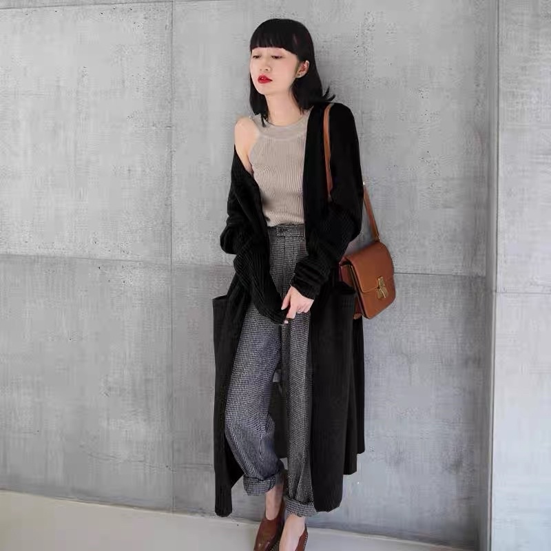 Áo khoác len cardigan dáng dài phong cách hàn quốc cho nữ