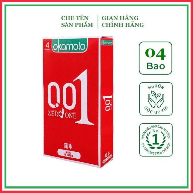 Bao Cao su Siêu mỏng Vượt Trội Okamoto 0.01 Nhật Bản (hộp 2 chiếc, 4 chiếc)