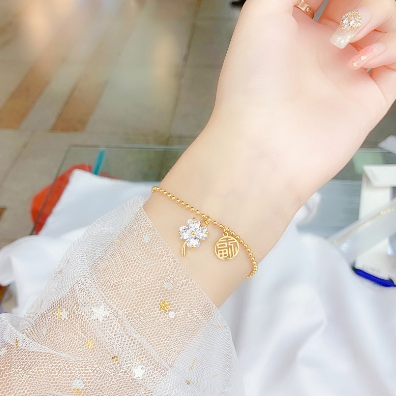 Dây Chuyền Hoặc Lắc Tay Cỏ 4 Lá Titan Ko Han Rỉ TT 3855