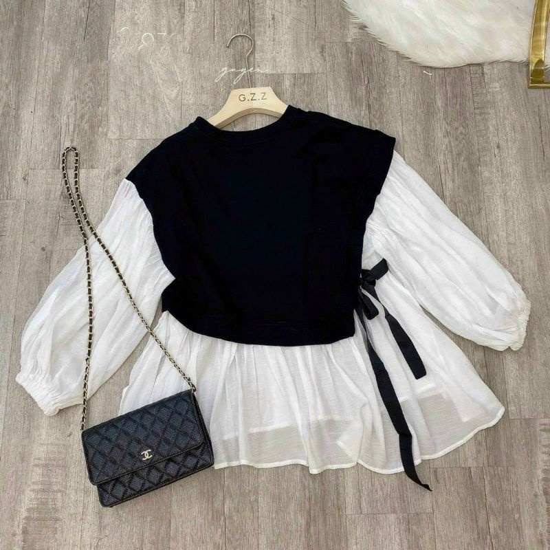 áo baby doll phối lụa