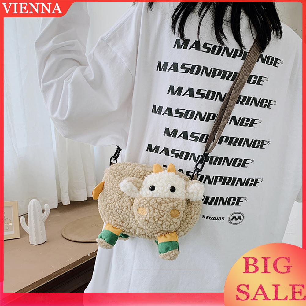 Túi Đeo Chéo Hình Con Cừu Nhồi Bông Dễ Thương Cho Nữ