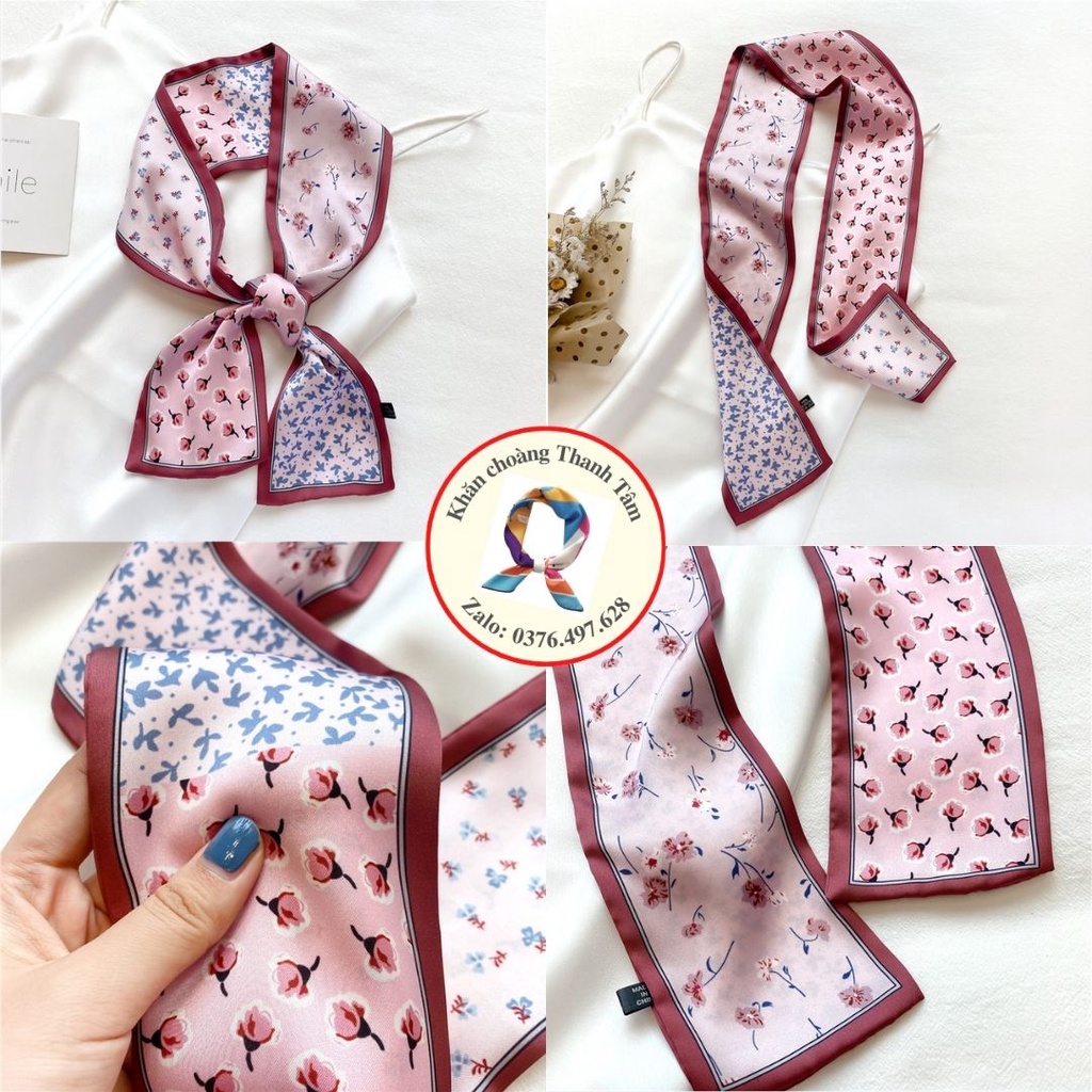 [LOẠI 1] Khăn Lụa Đa Năng 2 Mặt 100cm Buộc tóc - Quàng Cổ - Quấn Tay - Quấn Túi Xách Cao Cấp