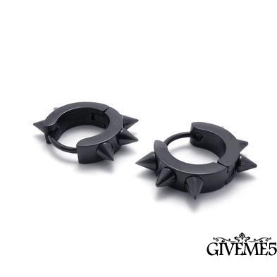 Cặp khuyên tai tròn phối đinh tán bằng thép Titan Unisex