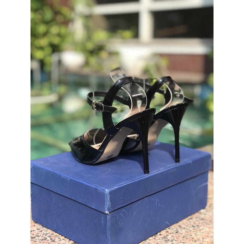 Sandal (sục) cao gót bít mũi gót nhọn cao 9p hai màu nude/đen [m1]