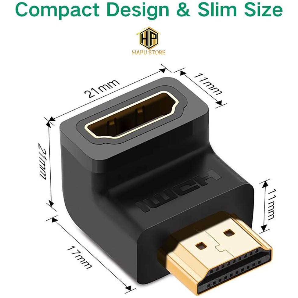 Đầu nối HDMI vuông góc 90 độ Ugreen 20109 (bẻ xuống) chính hãng - Hapustore