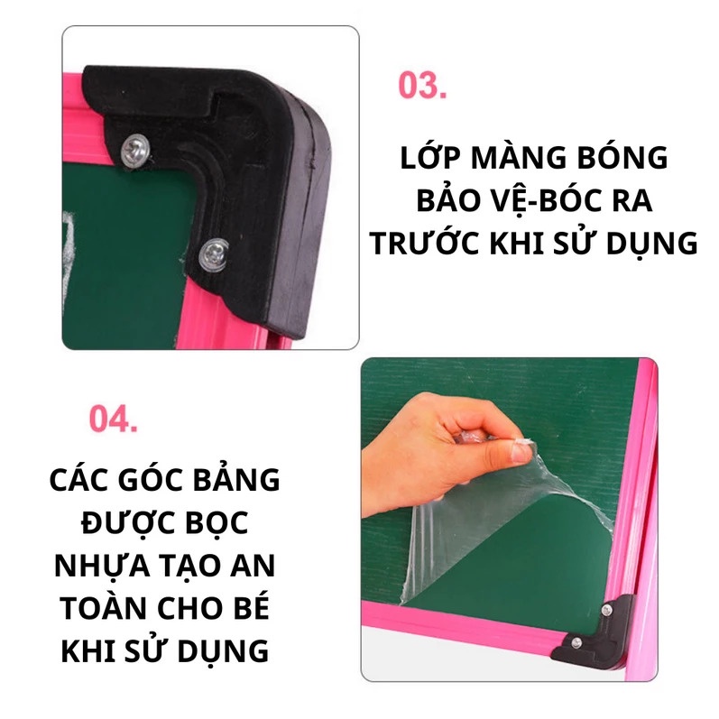 Bảng Vẽ Cho Bé 2 Mặt Viết Bút Và Viết Phấn Nhiều Kích Thước, Bảng Vẽ Giáo Dục Flipchart Nâng Hạ Chiều Cao
