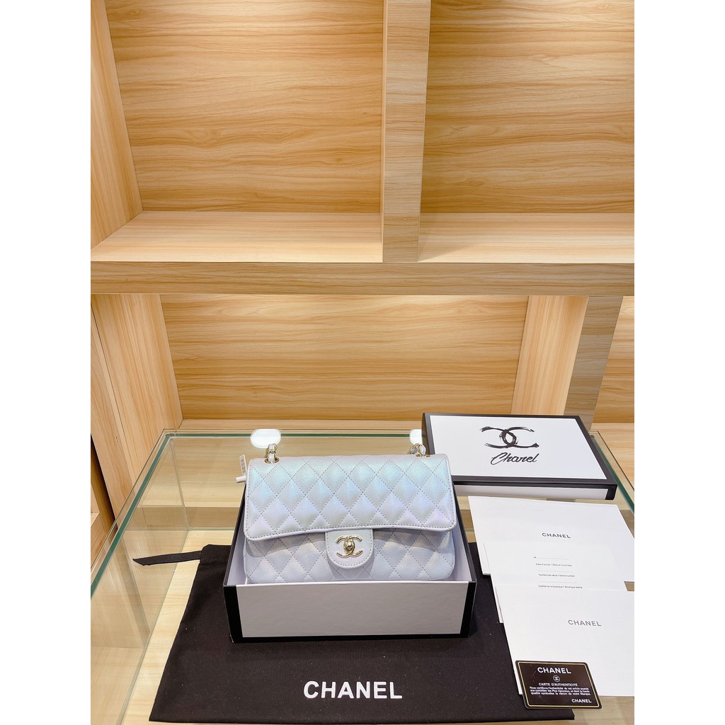 Túi Xách Da Chanel Classic Màu Nhũ Mới Siêu Đẹp Dây Xích Sáng Bóng Super Sale Full Box & Túi Vải