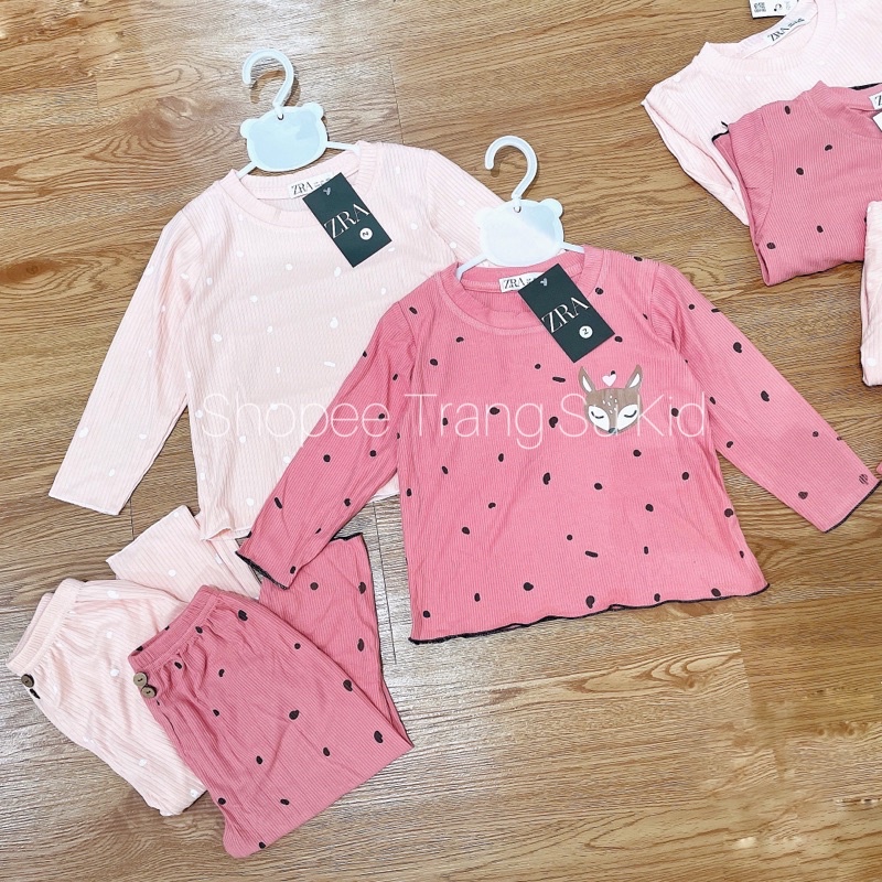 COMBO 2 BỘ LEN TĂM DÀI TAY VIỀN BÈO HỒNG HÌNH CÁO BÉ GÁI