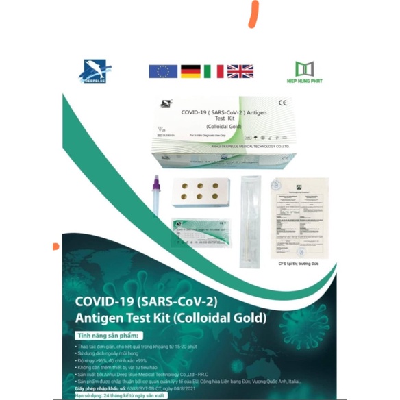 Bộ 1 Test nhanh Diagnosis Covid-19 Antigen Colloidal Gold Test Kit -Test nhanh mũi- Công nghệ Đức - Bộ Y tế cấ