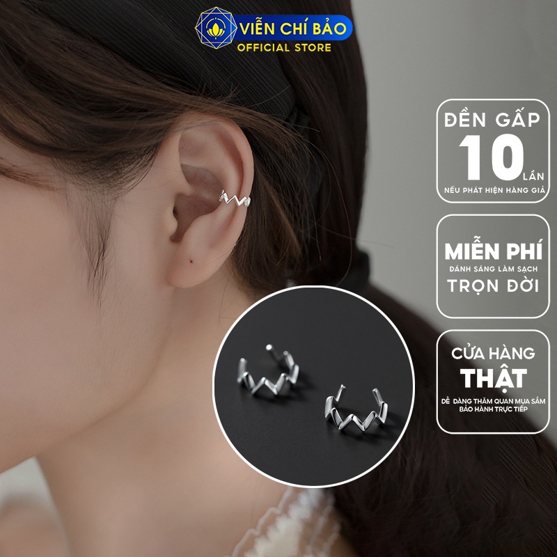 Bông tai bạc nữ kẹp vành Zig Zag chất liệu bạc S925 thời trang phụ kiện trang sức nữ Viễn Chí Bảo B400257