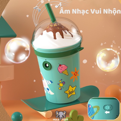 Đồ Chơi Bình Trà Sữa Tạo Bong Bóng Cute Hulo Toys - Máy Tạo Bong Bóng Hình Trà Sữa Dễ Thương, Đồ Chơi Hè