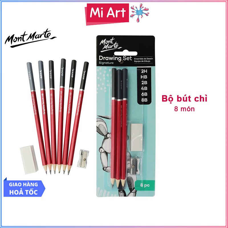 Bộ Bút Chì Vẽ 8 Món Mont Marte - Drawing Set Signature 8pc - MPN0026