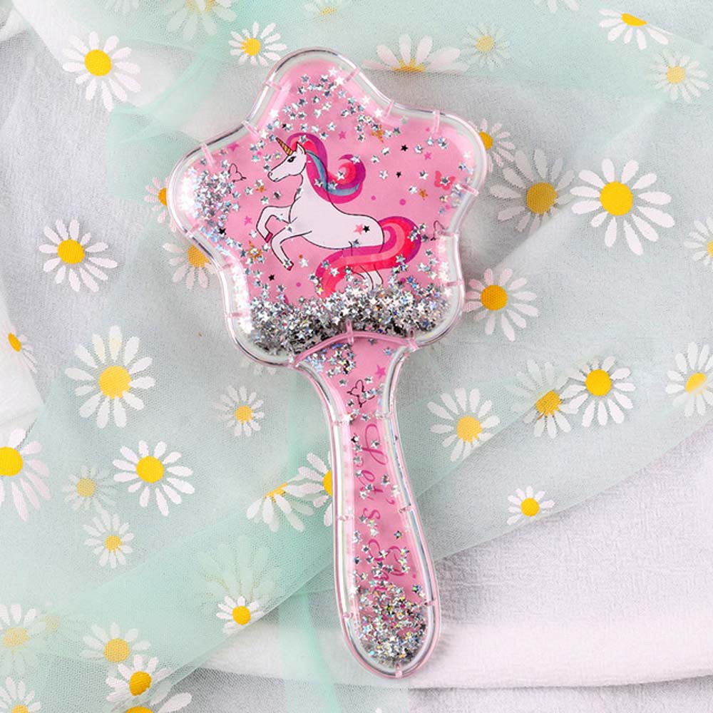 [Hàng mới về] Lược chải tóc nữ mát-xa da đầu trang trí kim tuyến lấp lánh thời trang