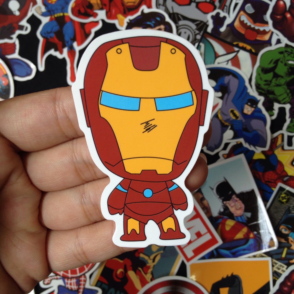 Bộ Sticker dán cao cấp chủ đề MARVEL-DC SIÊU ANH HÙNG - Dùng dán Xe, dán mũ bảo hiểm, dán Laptop, dán Vali...