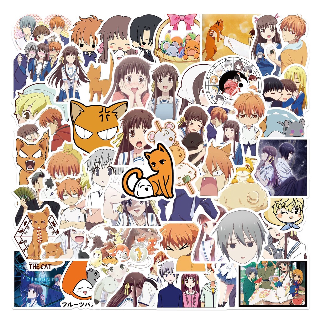 Y&P| Hình Dán Chống Nước Fruits Basket Nhật Bản Anime Mũ Bảo Hiểm Máy Tính Xách Tay Hành Lý Dán Thiết Lập, 50 tờ