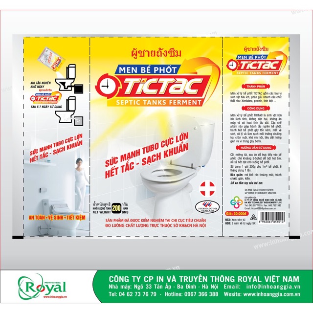 Men bể phốt, men xử lý bể phốt Tictac (gói 200g)