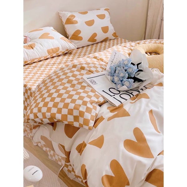 ⚡Bộ Chăn Ga Gối⚡Cotton 3D poly nhập MoeXu Bedding dễ thương mềm mại dày dặn thoáng mát tặng kèm vỏ gối ôm cùng bộ