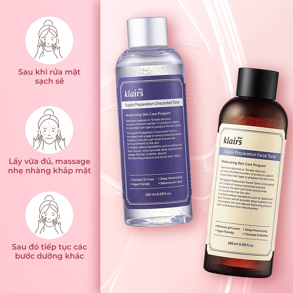 Toner Klairs Không Mùi Moon21, Nước hoa hồng Klairs Supple Preparation Toner 180ml cho da nhạy cảm