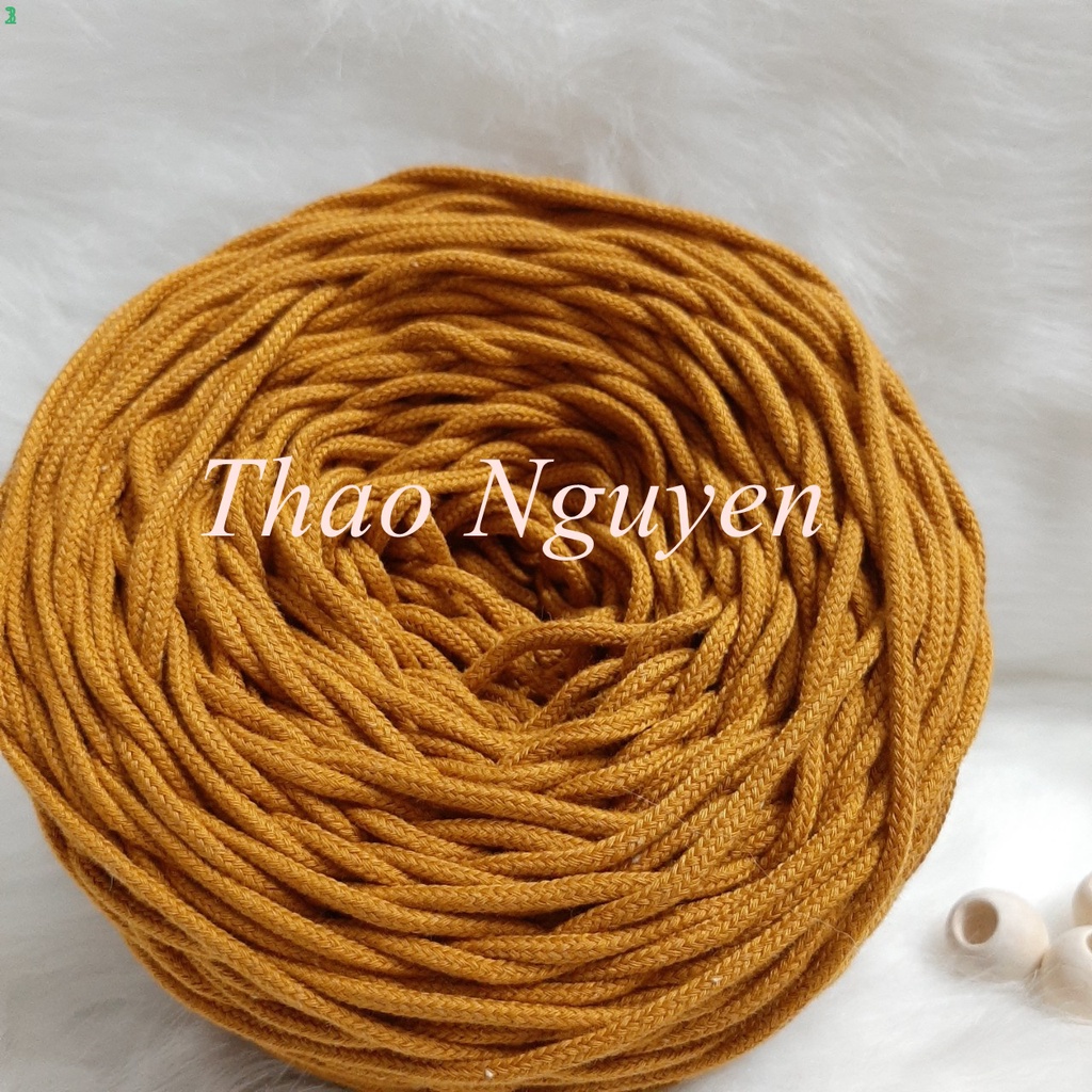 Dây dệt mắt na đan macrame, đan túi handmade. - MAUF VÀNG MÚSTARD- 3mm