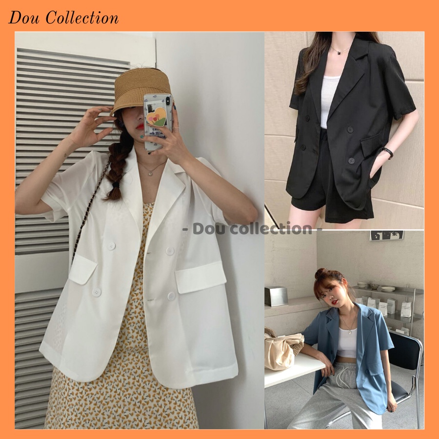 [Nowship2h] Áo Blazer ( Áo Vest) Tay Ngắn Dáng Rộng Trơn Phong Cách Hàn Quốc - Mã TA012