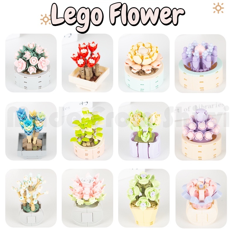 LEGO khối xây dựng trong chậu cây Đồ chơi lắp ráp hình chậu hoa xương rồng sáng tạo dành cho