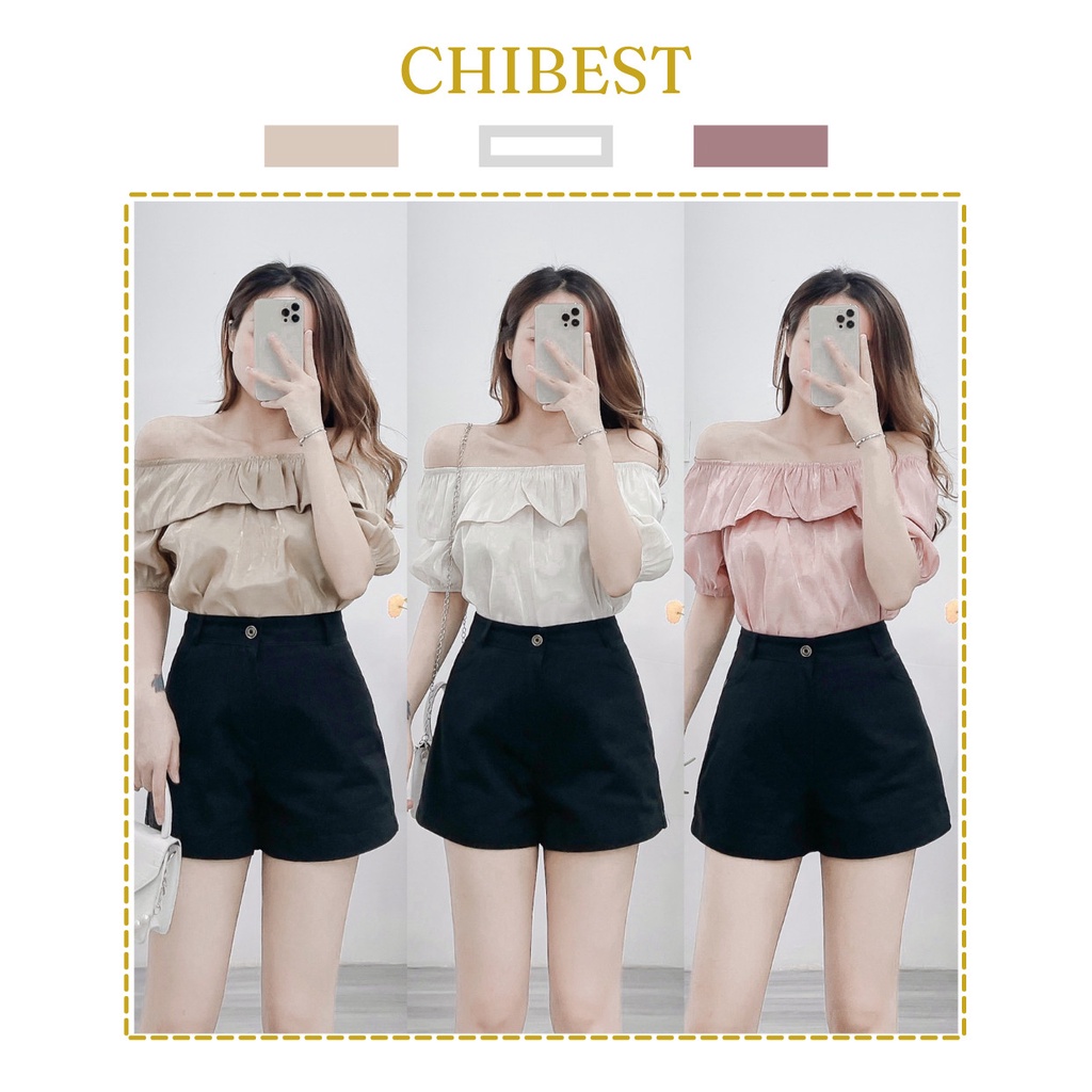 Áo trễ vai  viền bèo tay bo chun chất tơ OGANZA CHIBEST AAB59