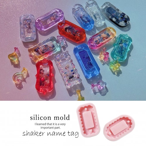 Khuôn silicone trong dẻo casting resin làm thẻ tên thần tượng shaker name tag label tag keychain