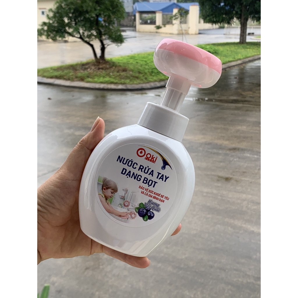 Nước Rửa Tay Tạo Bọt Cho Bé Và GĐ Hình Bông Hoa Dễ Thương OKi Clean Hương Táo Xanh,Dâu Tây,Việt Quất 500g