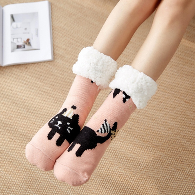 Youyo Vớ Lông Cừu Lót Xù In Hình Trái Tim Tuần Lộc Giáng Sinh Cho Nữ Wa