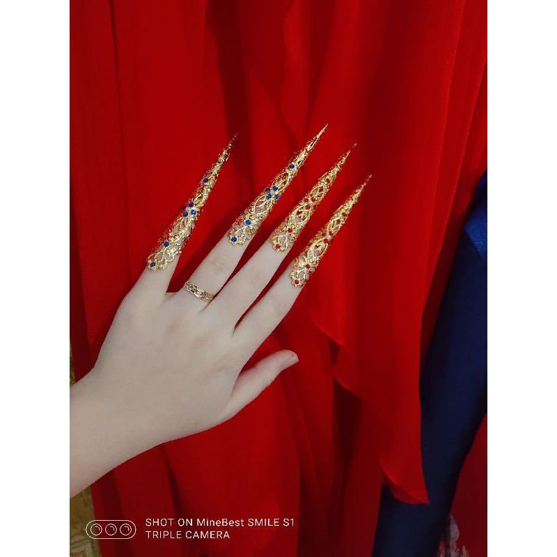 1 chiếc Hộ chỉ móng tay cổ trang cosplay phối màu