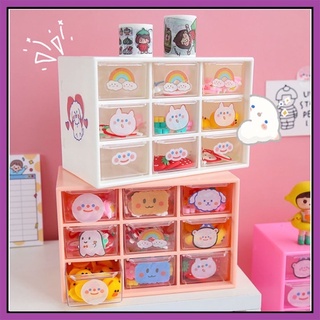 Kệ Đựng Đồ Mini 9 Ngăn Để Bàn Siêu Xinh Chống Bụi Nhỏ Gọn Decor Bàn Học