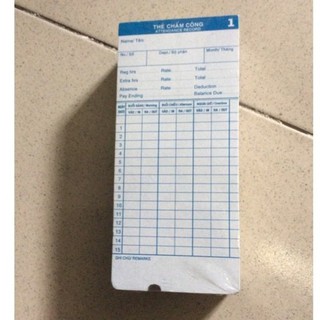 Thẻ chấm công dày - xấp 100 tờ