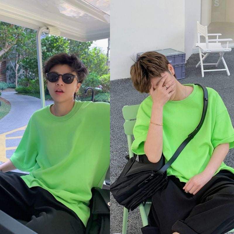 Áo Thun CHIC Unisex Nam Nữ Màu Xanh Chuối Non Chất Cotton 100% US Xịn Sò