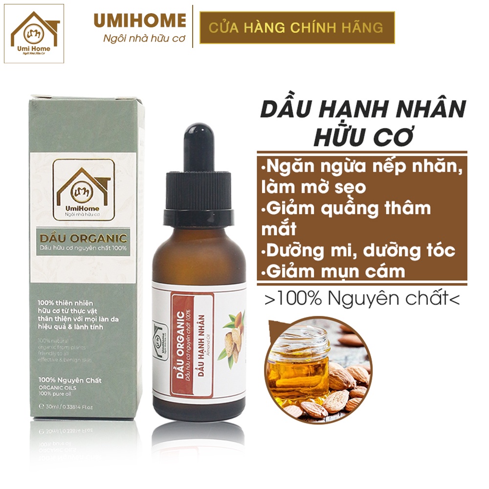 Dầu Hạnh Nhân dưỡng da hữu cơ UMIHOME nguyên chất | Almond oil 100% Organic 10ML