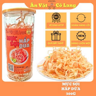 Mực xé sợi hấp nước dừa hủ pet 300g ăn vặt cô Lang
