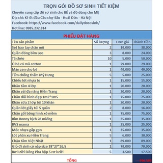 Combo đồ sơ sinh tự chọn cho mom