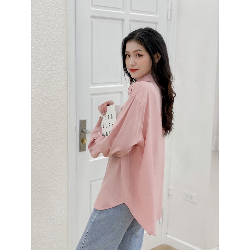 Áo sơ mi nữ basic LYRA, chất đũi trơn form rộng trẻ trung, năng động-VSYAS0050