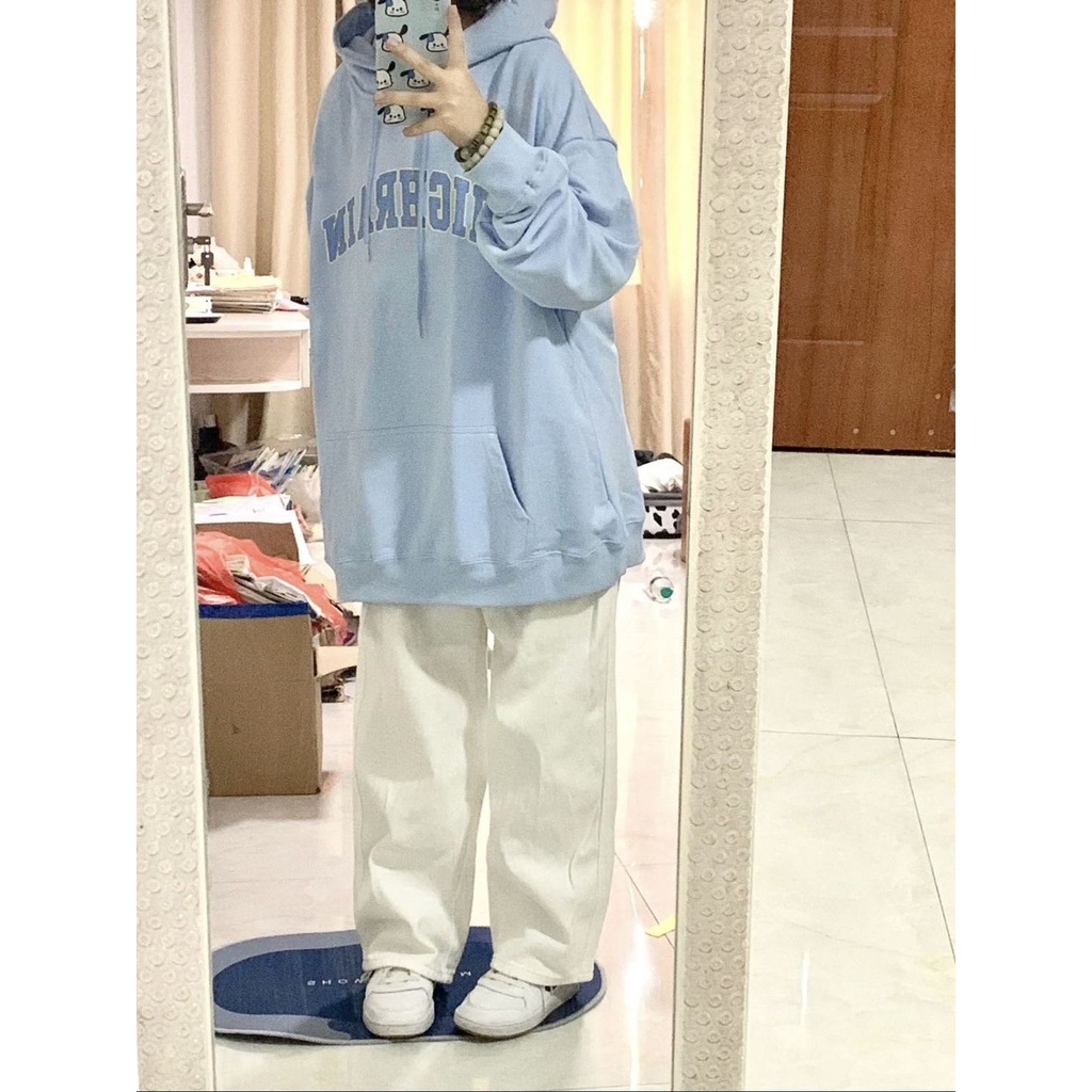 Áo Khoác Hoodie Tay Dài Màu Trắng Xanh Dương Nhạt Phong Cách Mới 2022 Cho Nữ O L n 150Kg H nh nh