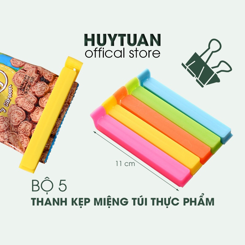Bộ 5 dụng cụ kẹp miệng túi loại nhỏ nhiều màu sắc (KMT01)