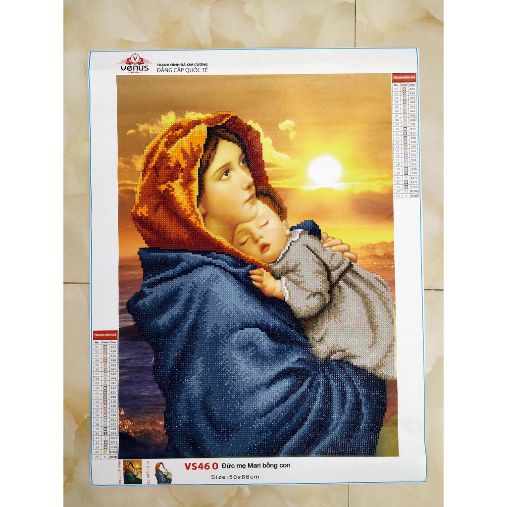 Tranh đính đá Đức Mẹ VS460 (50x66cm)-chưa đính đá