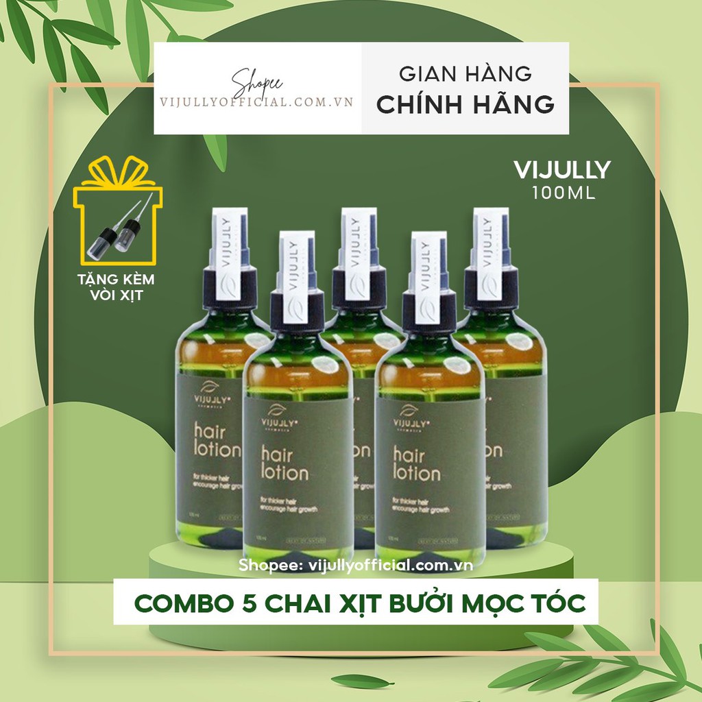 Combo 5 xịt tinh dầu bưởi Vijully xịt kích thích mọc tóc nhanh dài, giảm rụng tóc