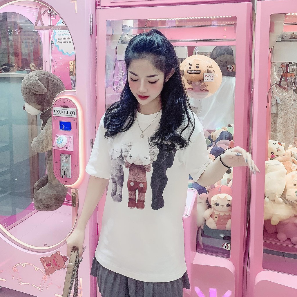 Áo Phông nelly Nữ, hình gấu che mặt chất cotton form rộng thoáng mát freesize Taosan