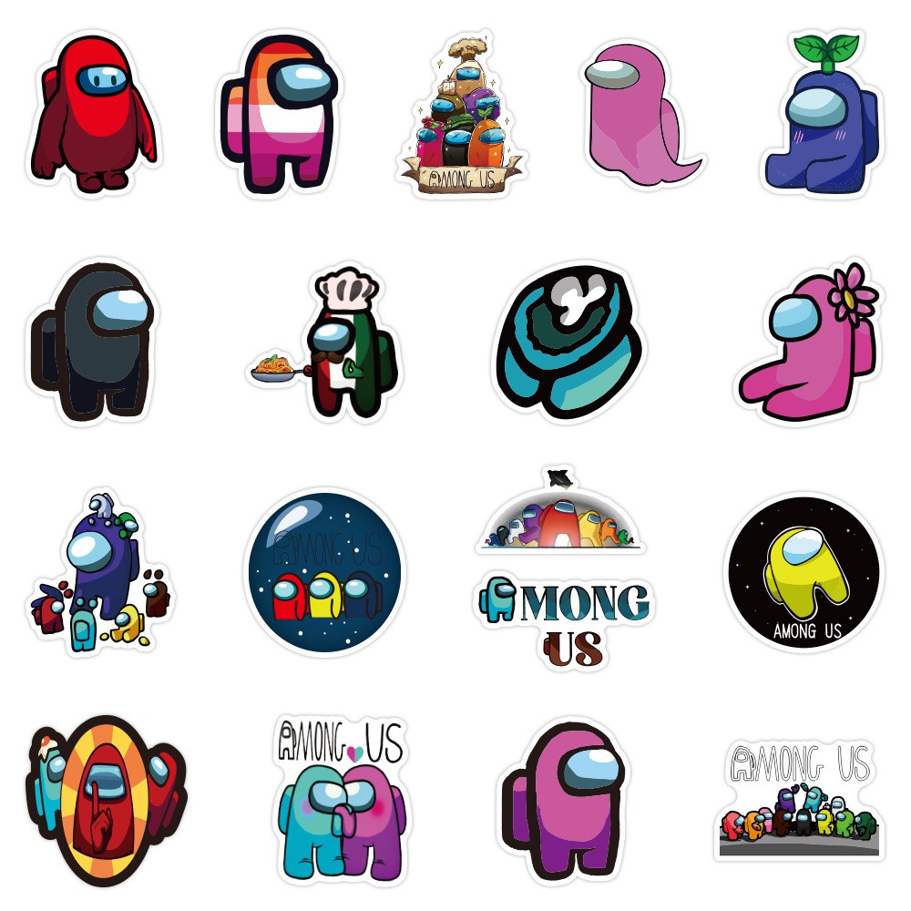 Miếng dán Sticker Game Among Us với nhiều nhân vật màu sắc trọn bộ 100 hình - In rõ ràng sắc nét khó tróc