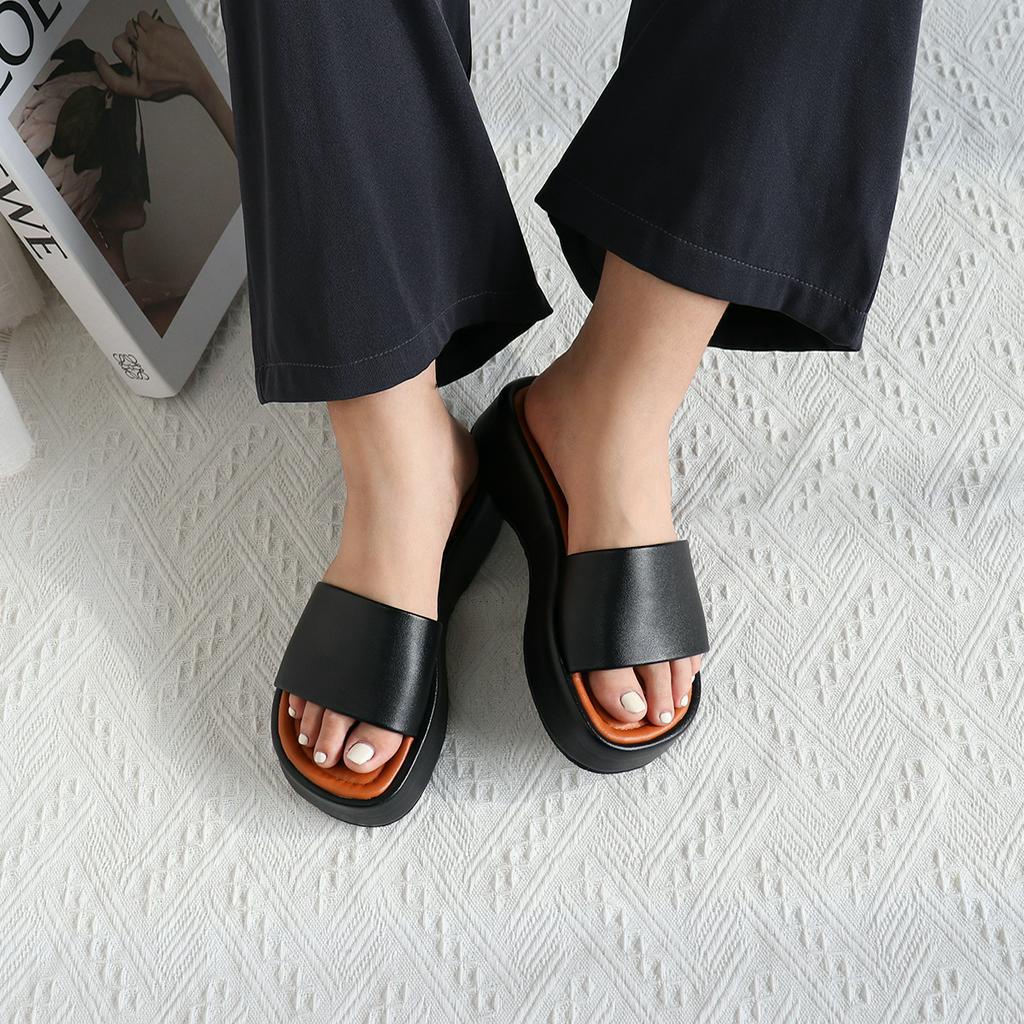 Dép nữ quai ngang Basic Buckled Sandal đế dày bánh mì đi biển thời trang bAimée & bAmor - MS3046