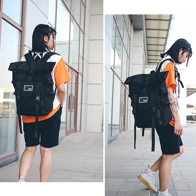 Balo Đi Học Backpack Đen Giá Rẻ Cao Cấp Ulzzang Đựng Laptop Nhiều Ngăn  - GUDEO