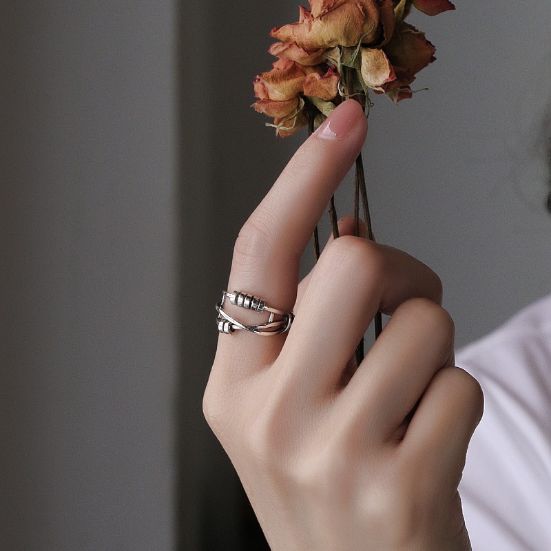 Trang Sức Nhẫn Mở Hình Chữ Thập Xoay Được Chống Oxy Hóa Thời Trang Cho Nam Và Nữ