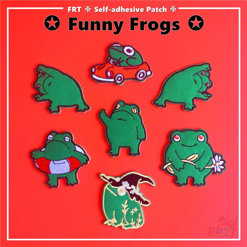 Sticker ủi thêu hình chú ếch ngộ nghĩnh vui nhộn để trang trí